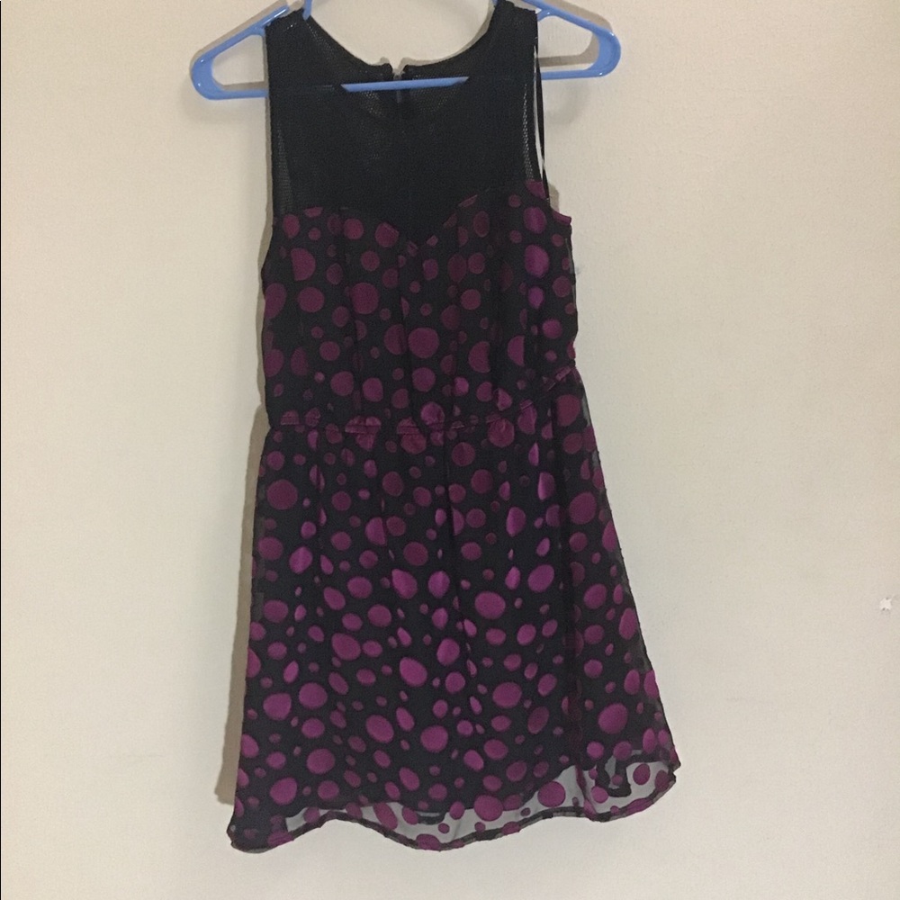 Black poka dot mini dress